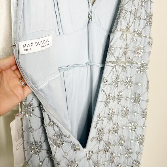 Mac Duggal A93744 Powder Blue Embellished V Neck Sleeveless Gown 10 $398 NEW - Picture 10 of 14